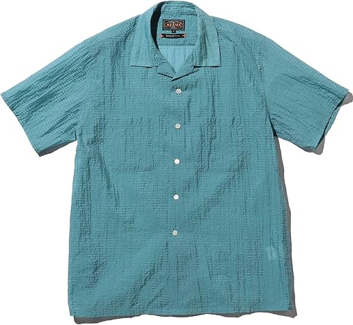 Bumpy Nylon Camp Collar Shirt 38-01-0175-139 38010175139: Saxe