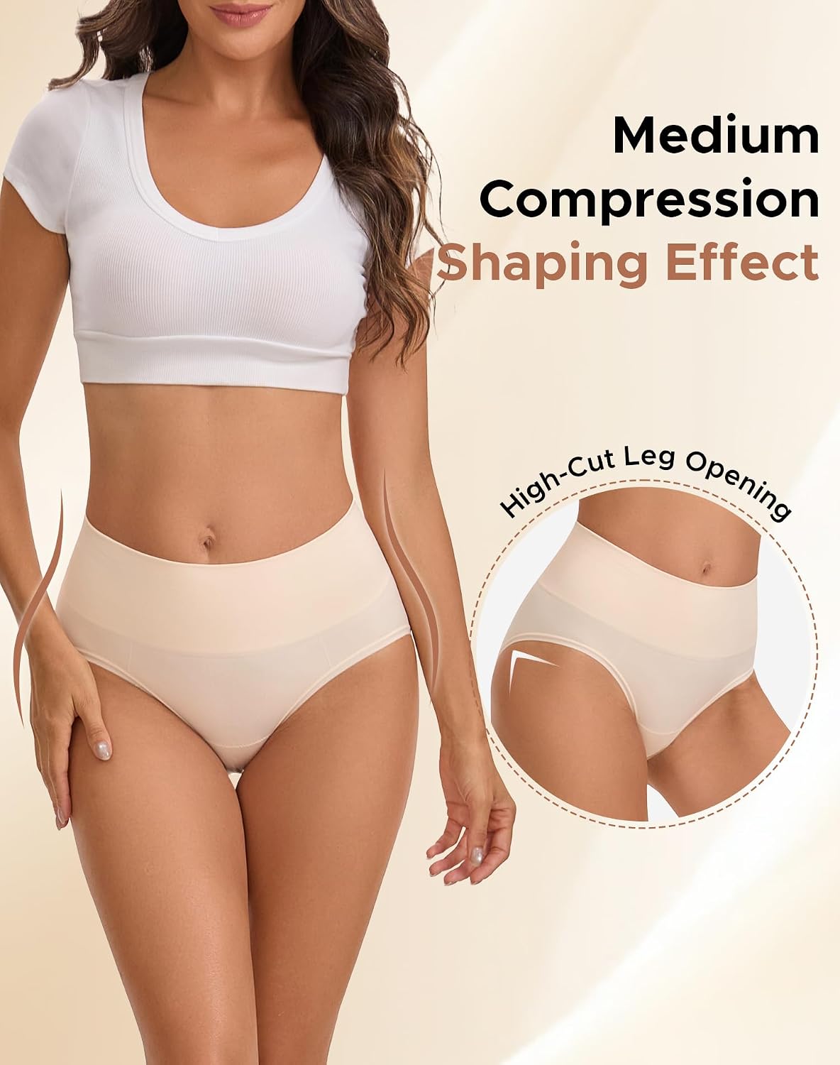 INNERSY Shapewear for Women Mid Waisted Compression Panties Tummy Control Briefs 3 Pack