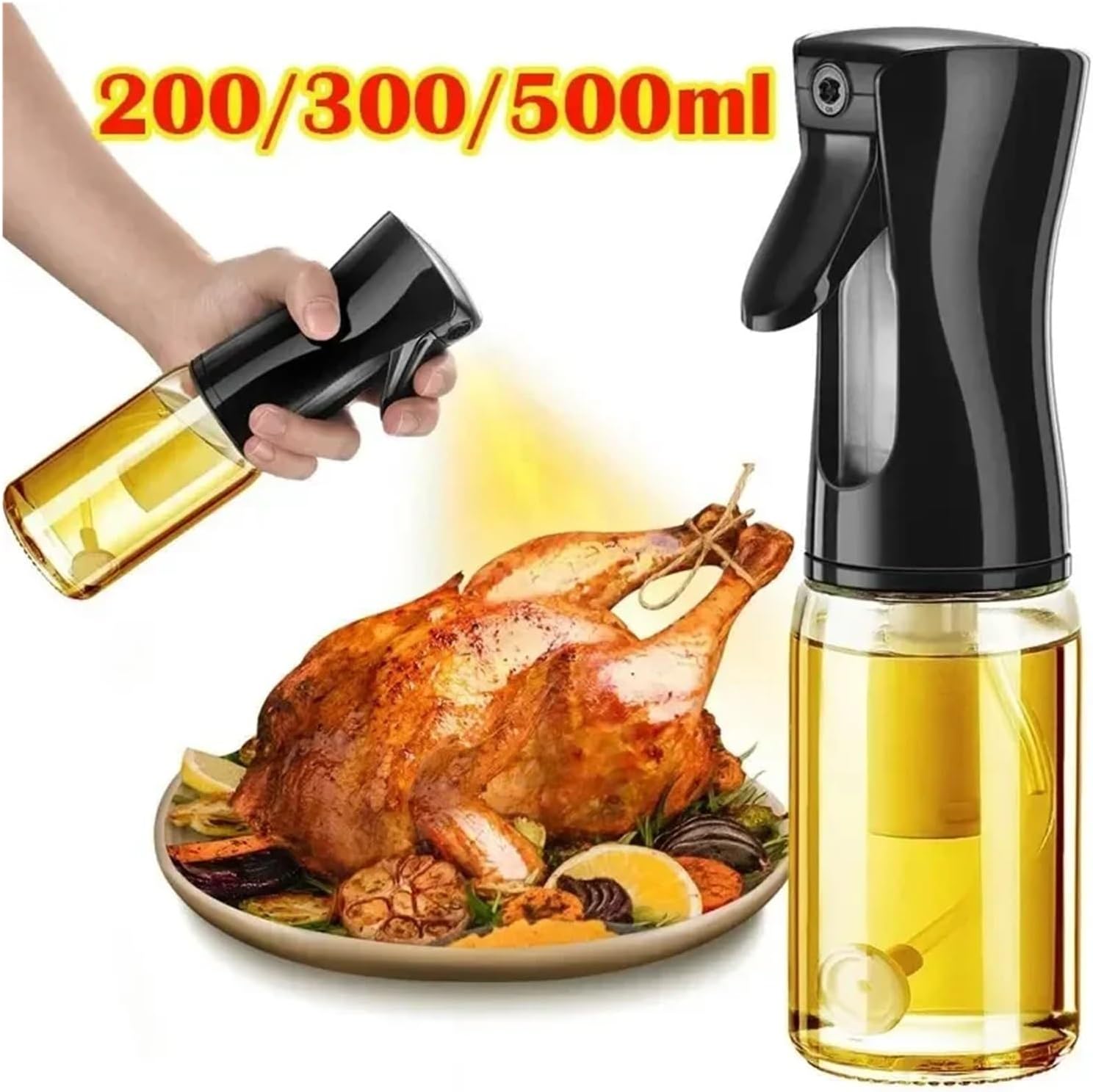 1Pcs 200/300/500 ML Oil Kitchen Household Edible Spray Bottle Atomized Misty Tank Air Fryer(1pc 200ml white)