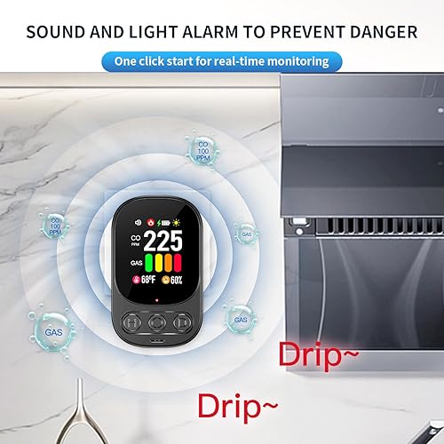 Miniatura 4 de Detector de monóxido de carbono enchufable 4 en 1 y combinación de gas natural, batería de respaldo integrada y pantalla HD de 2.1 pulgadas humedad