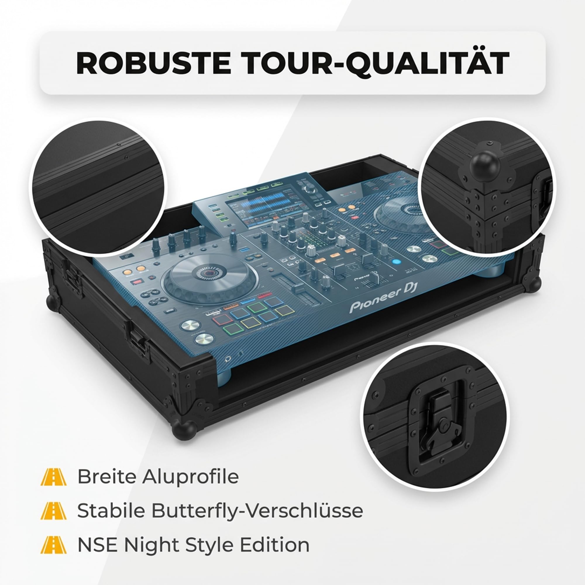 Zomo Flightcase P-XDJ-RX2 NSE – kompatibel mit Pioneer DJ XDJ-RX2 – DJ Equipment Case 782 × 535 × 209 mm – Schwarz – Robustes Sperrholz
