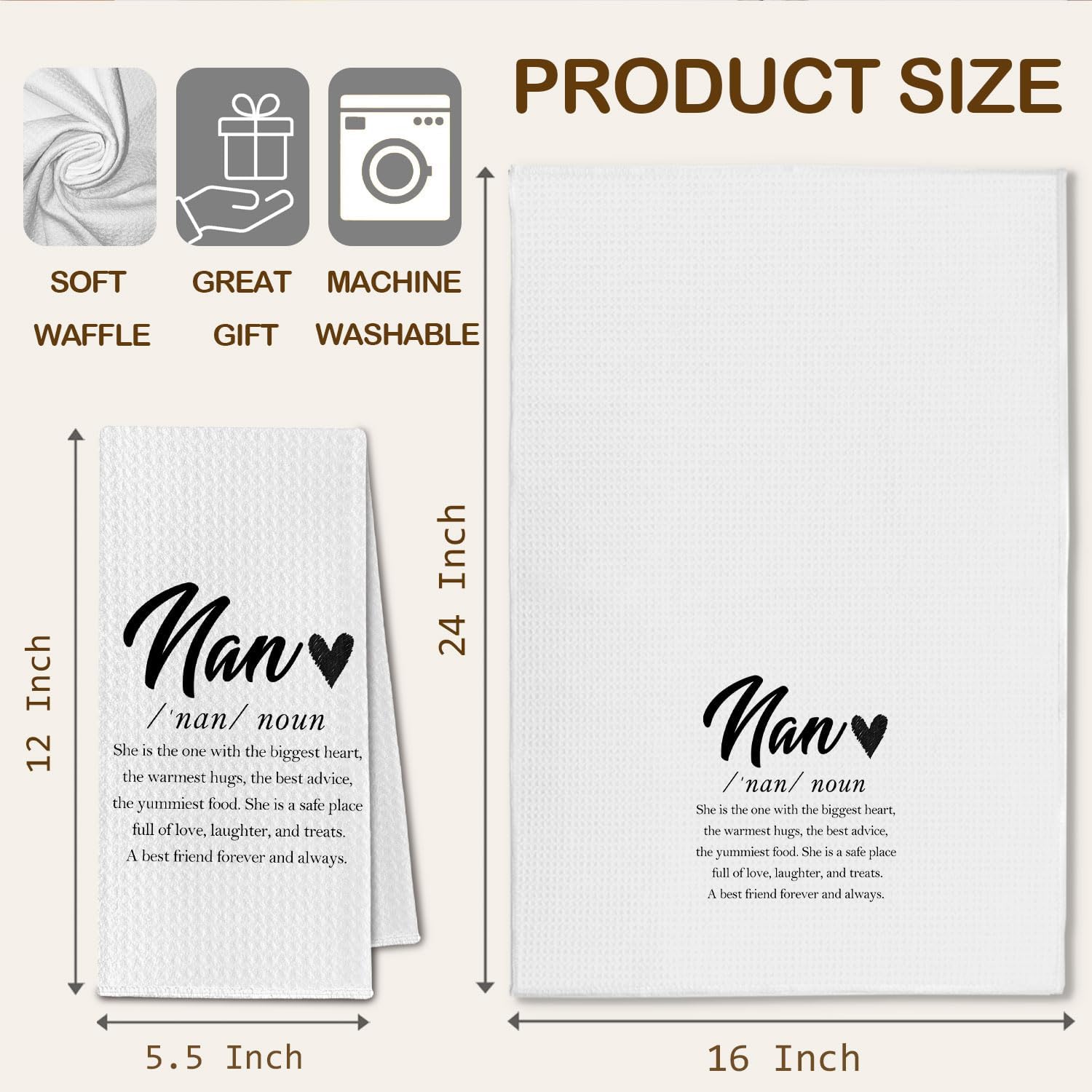 Nan Grandma Kitchen Towels, Nan Gifts for Mother's Day from Grandkids Granddaughter Grandson, Grandmother Birthday Gift, Grandma Hand Dish Tea Decorative Towels, 16x24 Inch - Image 6