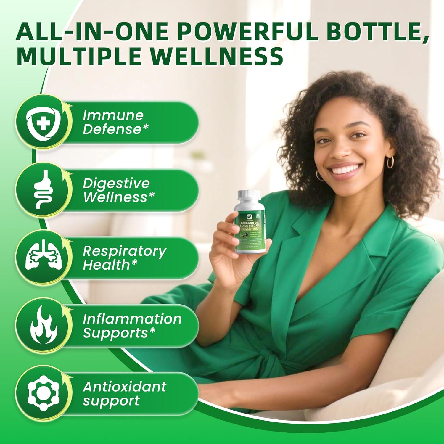 Oil of Oregano with Black Seed Oil - Oregano Oil Capsules Organic | Moringa, Garlic, Olive, Elderberry, Echinacea, Fennel - 95% High Carvacrol Oregano Support Immune, Digestive | 150 Capsules Non-GMO