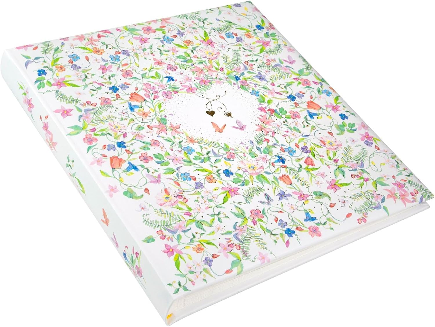 Charming Heart Wedding Photo Album with 60 White Pages and Glassine Dividers Memory Album Floral Heart Photo Album for Lovers 30 x 31 x 4 cm