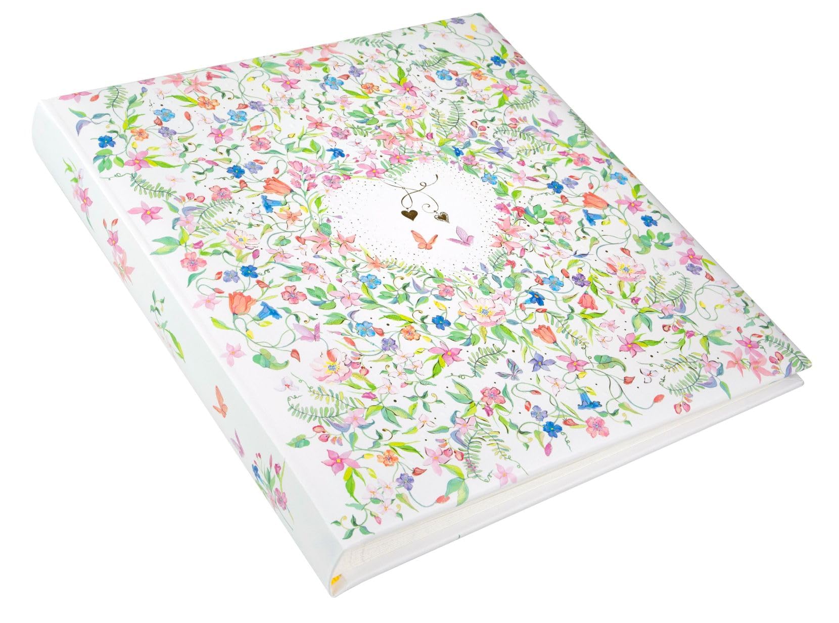 goldbuch 08 035 Hochzeitsalbum Charming Heart, Fotoalbum mit 60 weißen Seiten und Pergamin-Trennblättern, Erinnerungsalbum mit Blumenmuster mit Herz, Photo Album für Liebespaare, ca. 30 x 31 x 4 cm