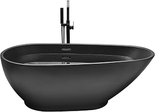 Badewanne freistehend Walnussform modern schwarz matt 173 x 82 cm Guiana