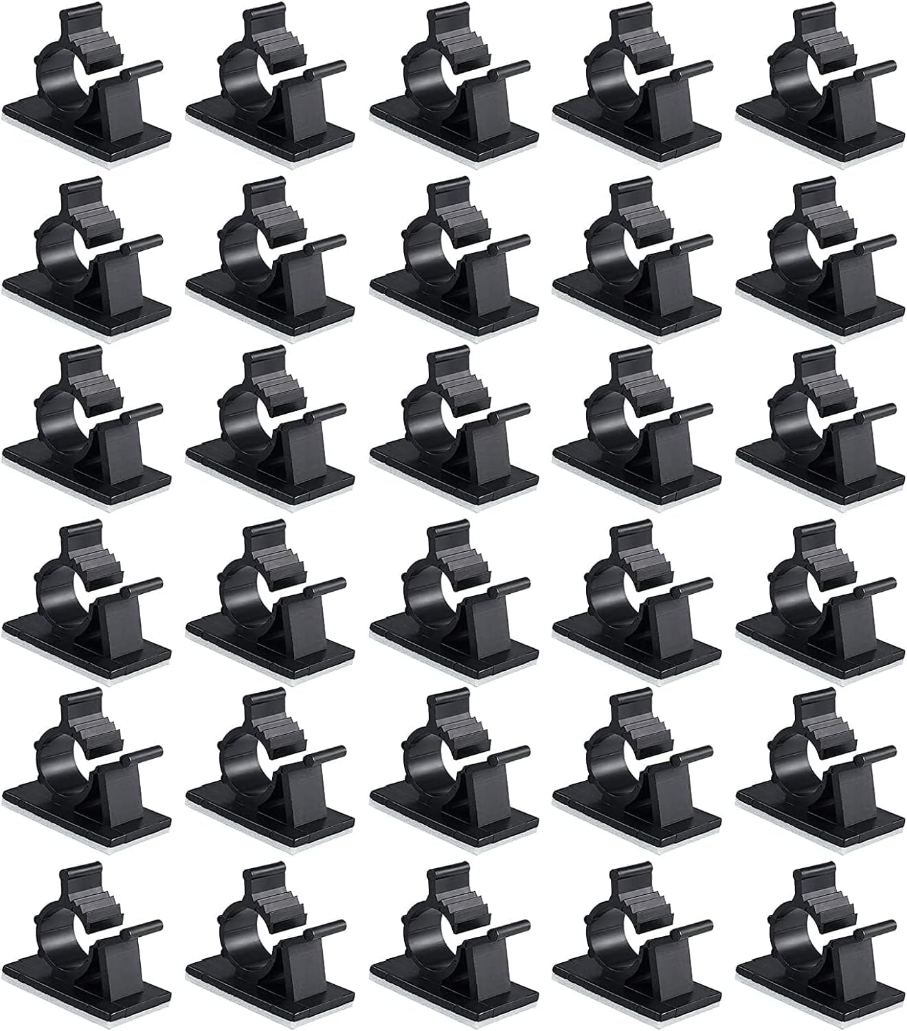 Viaky 30 Pcs Black Clips Self Adhesive Backed Nylon Wire Adjustable Cable Clips Adhesive Cable Management Drop Wire Holder