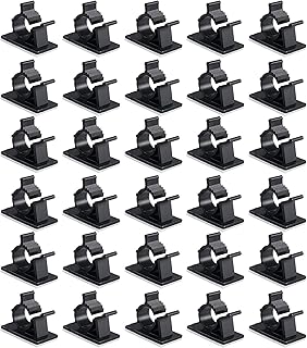 Viaky 30 Pcs Black Clips Self Adhesive Backed Nylon Wire Adjustable Cable Clips Adhesive Cable Management Drop Wire Holder