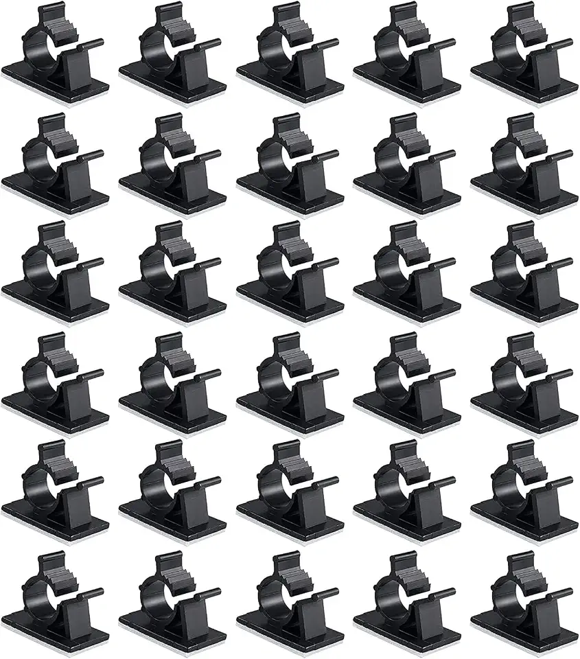Viaky 30 Pcs Black Clips Self Adhesive Backed Nylon Wire Adjustable Cable Clips Adhesive Cable Management Drop Wire Holder