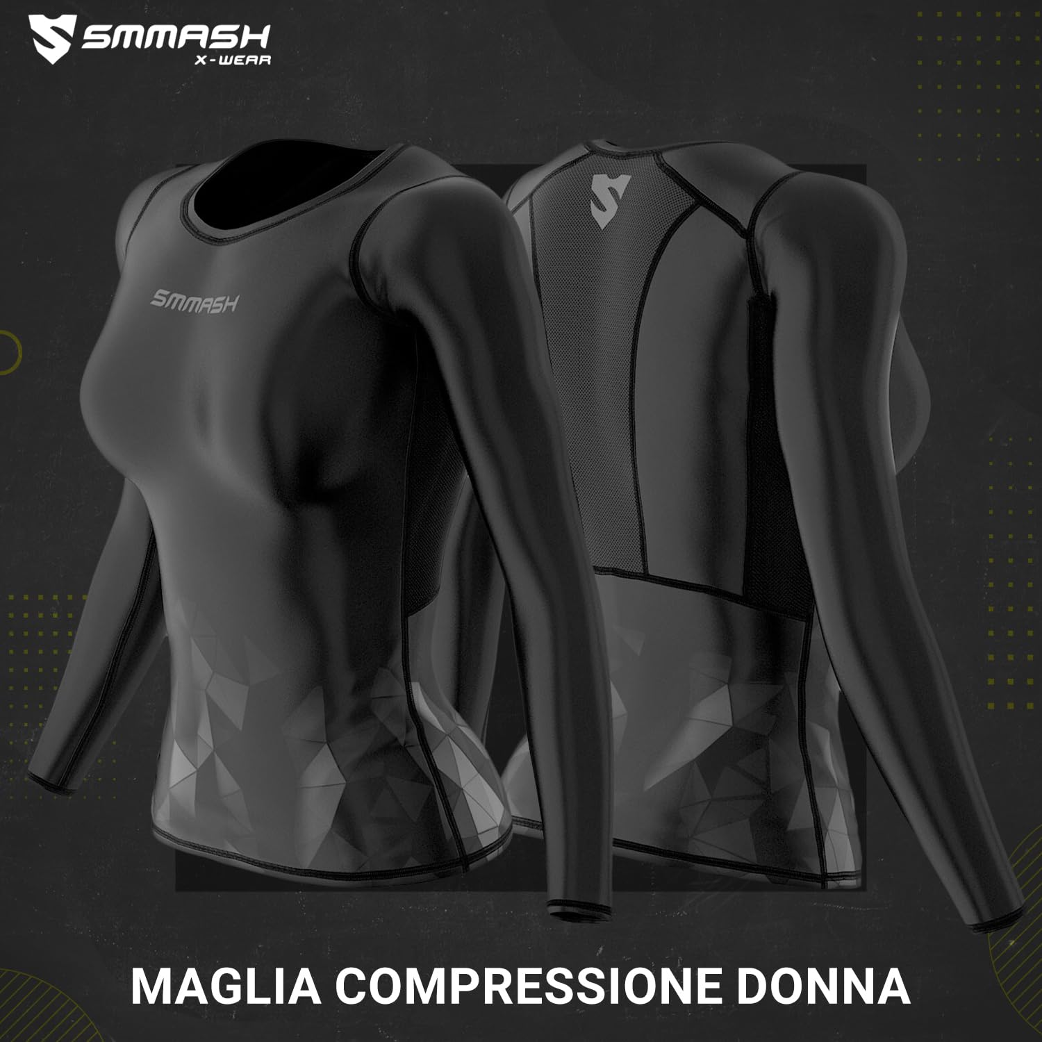 SMMASH Leggins Sportivi Donna Lungo con Push Up e Vita Alta, Traspirante e Leggero Pantaloni Palestra Tuta Donna, Gym Outdoor Yoga Fitness, Prodotto nell'Unione Europea