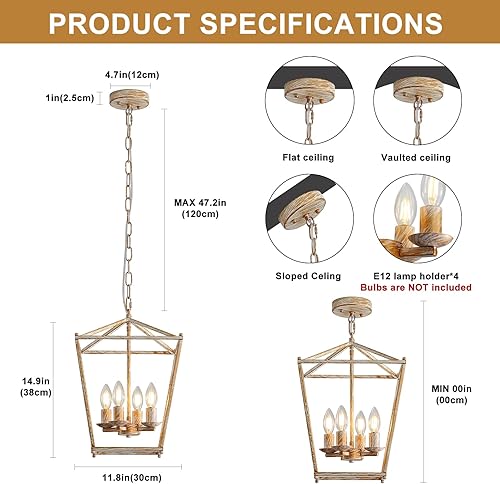 Miniatura 7 de HONGREN Iluminación colgante, lámpara colgante industrial vintage de metal, lámparas colgantes con base E26, luces colgantes negras para pasillo,