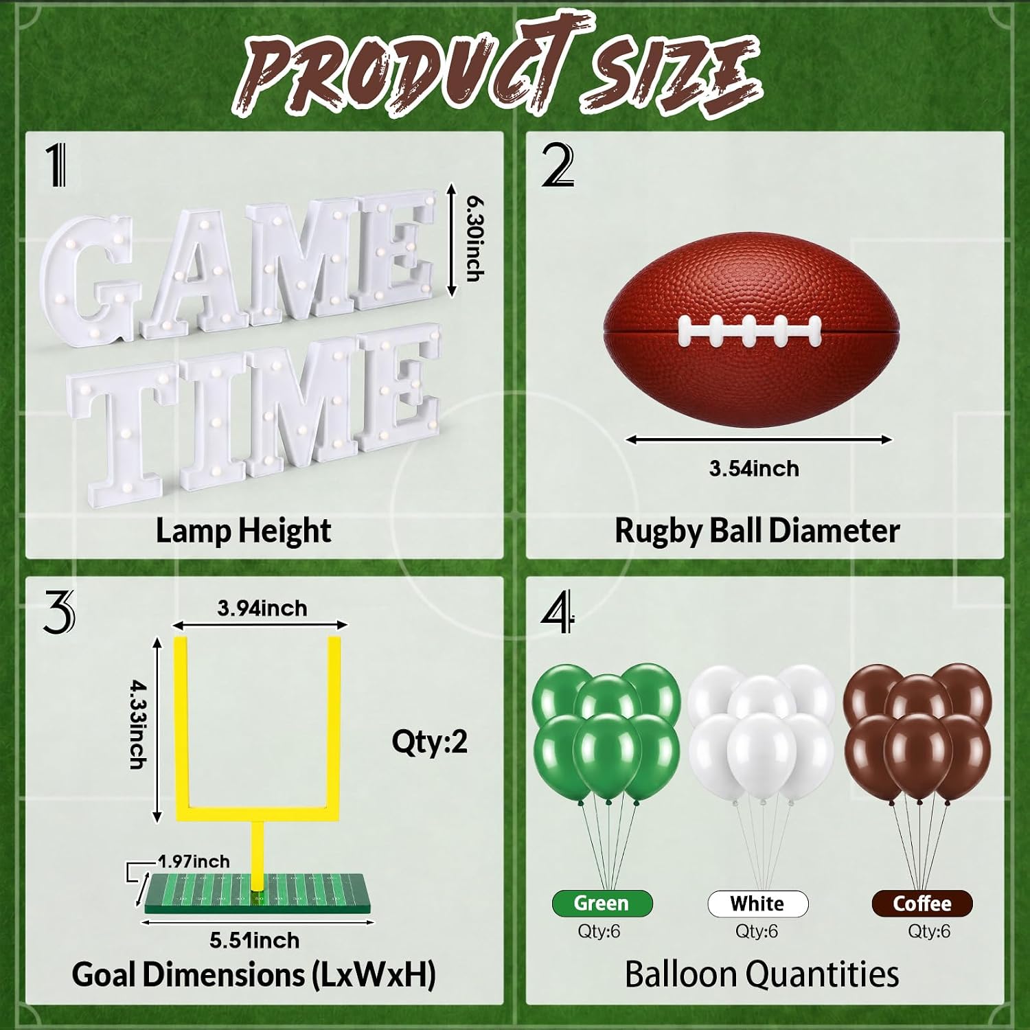 30 Pcs Game Time Football Party Decor LED Sign Balloons Goals image 2