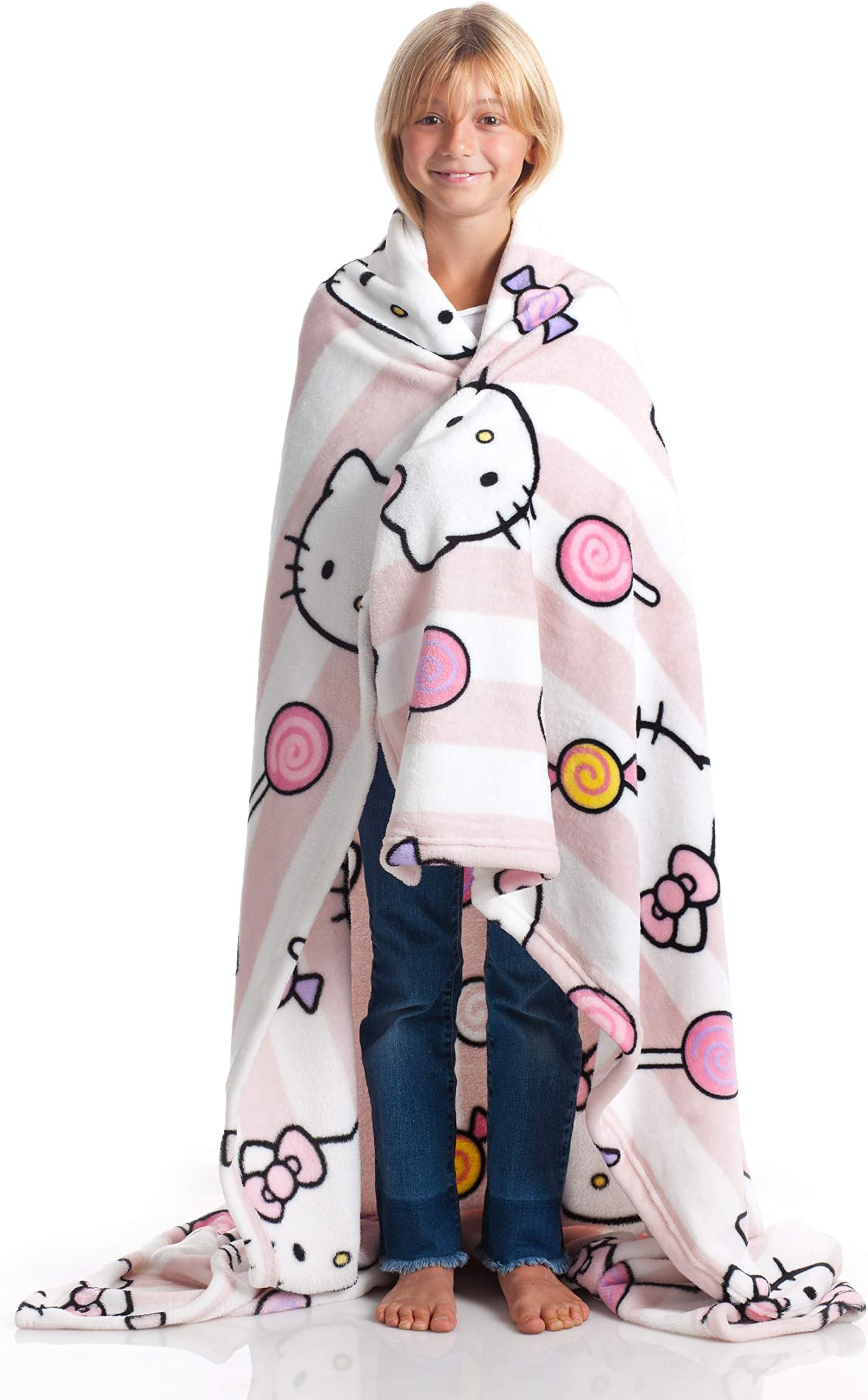Kanguru Hello Kitty Fleece Blanket – Official Sanrio Soft & Fluffy Pink Throw for Kids, Girls & Women – Warm Sofa Blanket, Kawaii Bedroom Decor & Gift Idea – 130×170 cm (51×67 in)