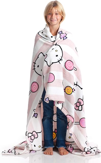 Kanguru La Coperta Con Le Maniche Hello Kitty Koc, Poliester, Różowy, 130 x 170 cm