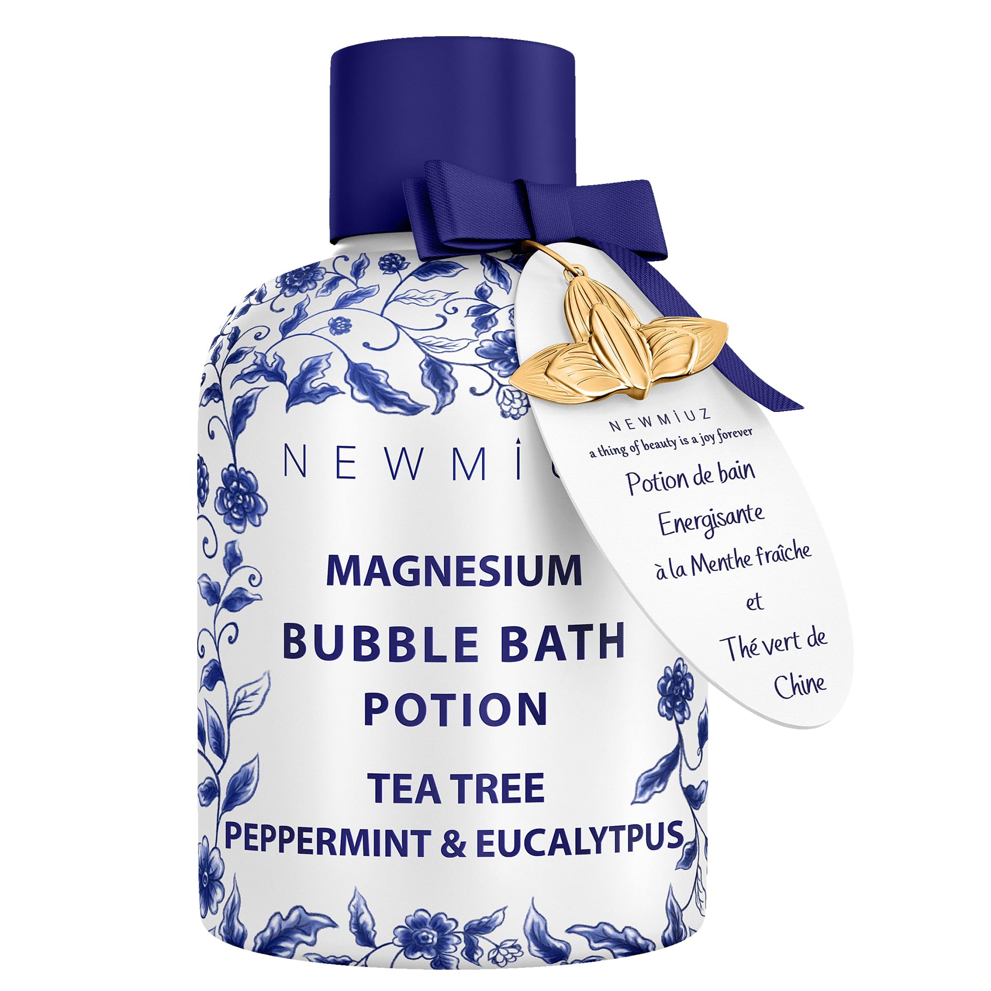 Magnesium Bubble Bath Long Lasting Foam for Sore Muscles Recovery Tea Tree Peppermint Eucalyptus Relaxing Stress Relief Calming Self Care Spa Gift