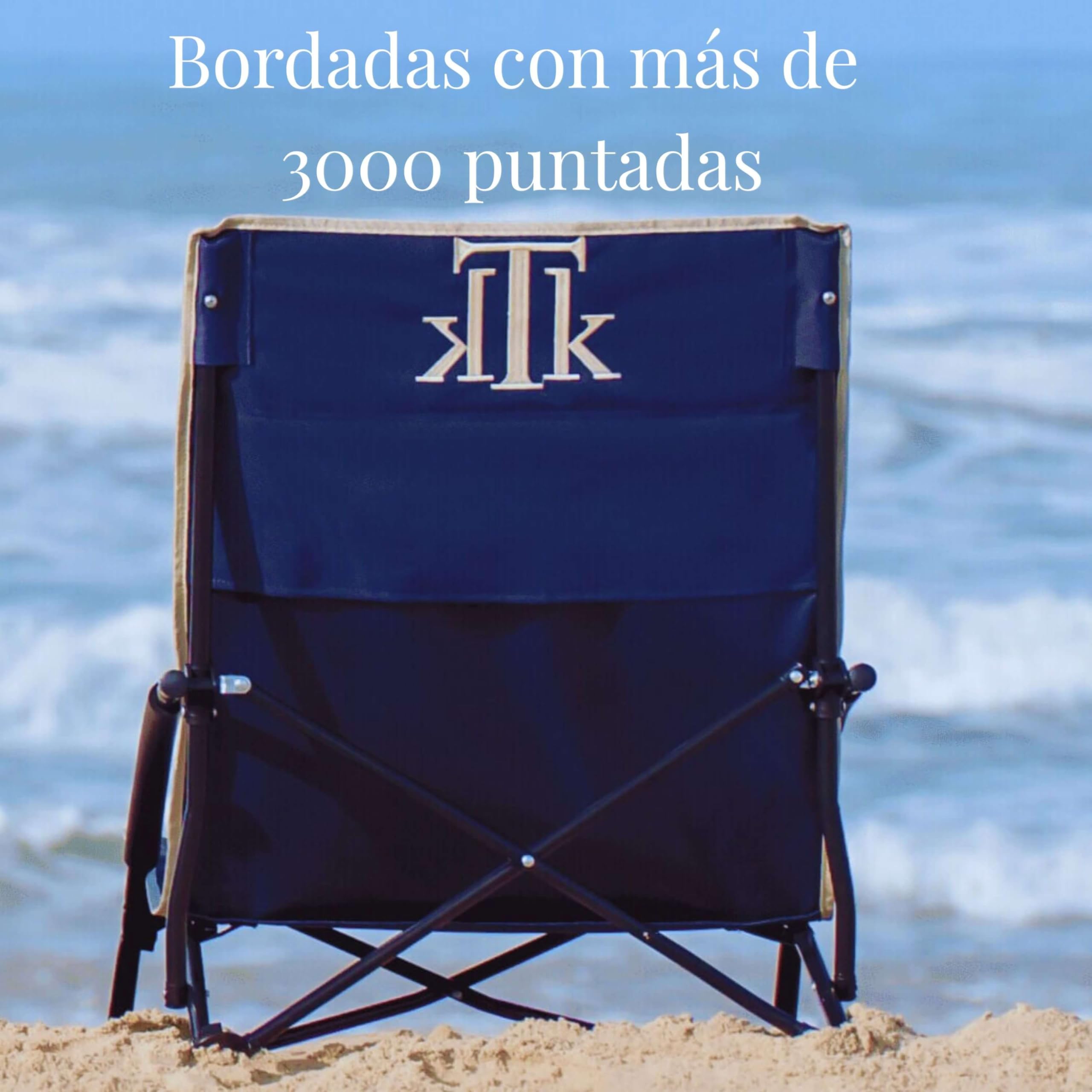 kTk KONTIKI Silla Playa Plegable Premium Ligera 2,9 kg con Bolsa | Diseño Elegante y Exclusivo | Silla Ligera para Jardín, Piscina y Exterior | Azul Marino | Confort y Estilo