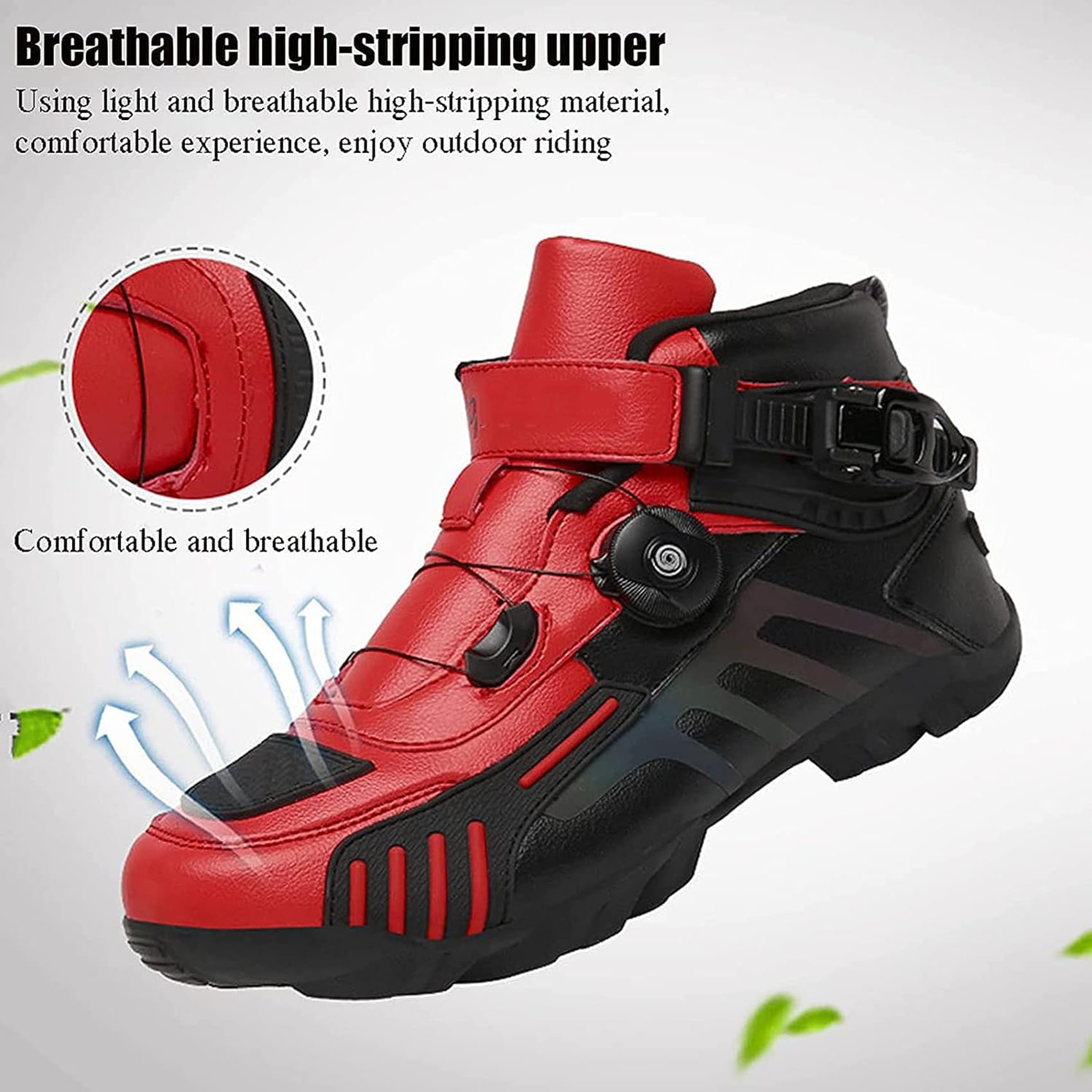 Scarpe da Moto da Uomo Stivaletti Corti da Motocross Neri in Pelle Impermeabile, Scarpe da Fuoristrada da Moto Stivali Sportivi da Corsa