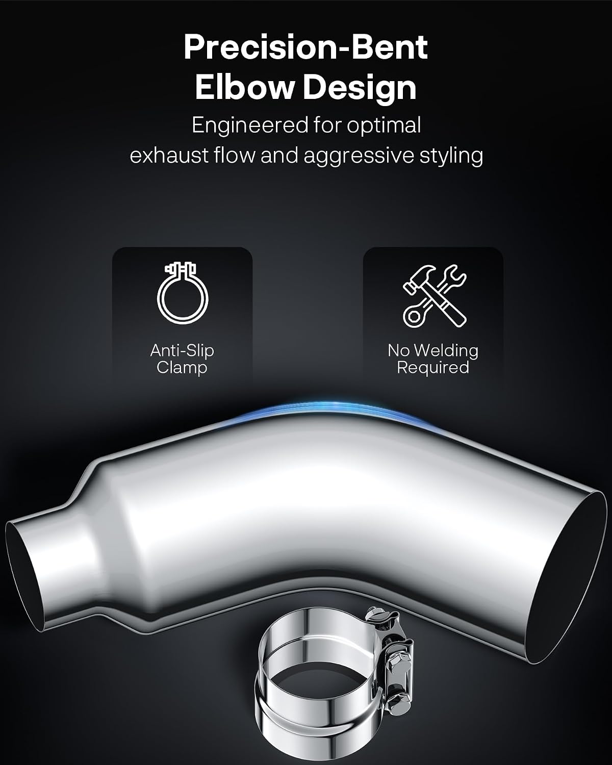 5 to 8 Inch Exhaust Tips, Universal 5 to 8 Exhaust Elbow Tip for Pickup Trucks, Cars and Diesel, Steel Clamp Included