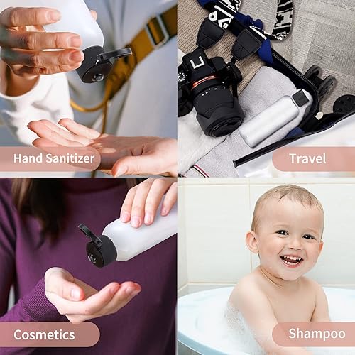 Vista 33 de LISAPACK Botellas de viaje de 3.4 onzas para artículos de tocador, recipientes de plástico de tamaño de viaje para champú acondicionador aprobado