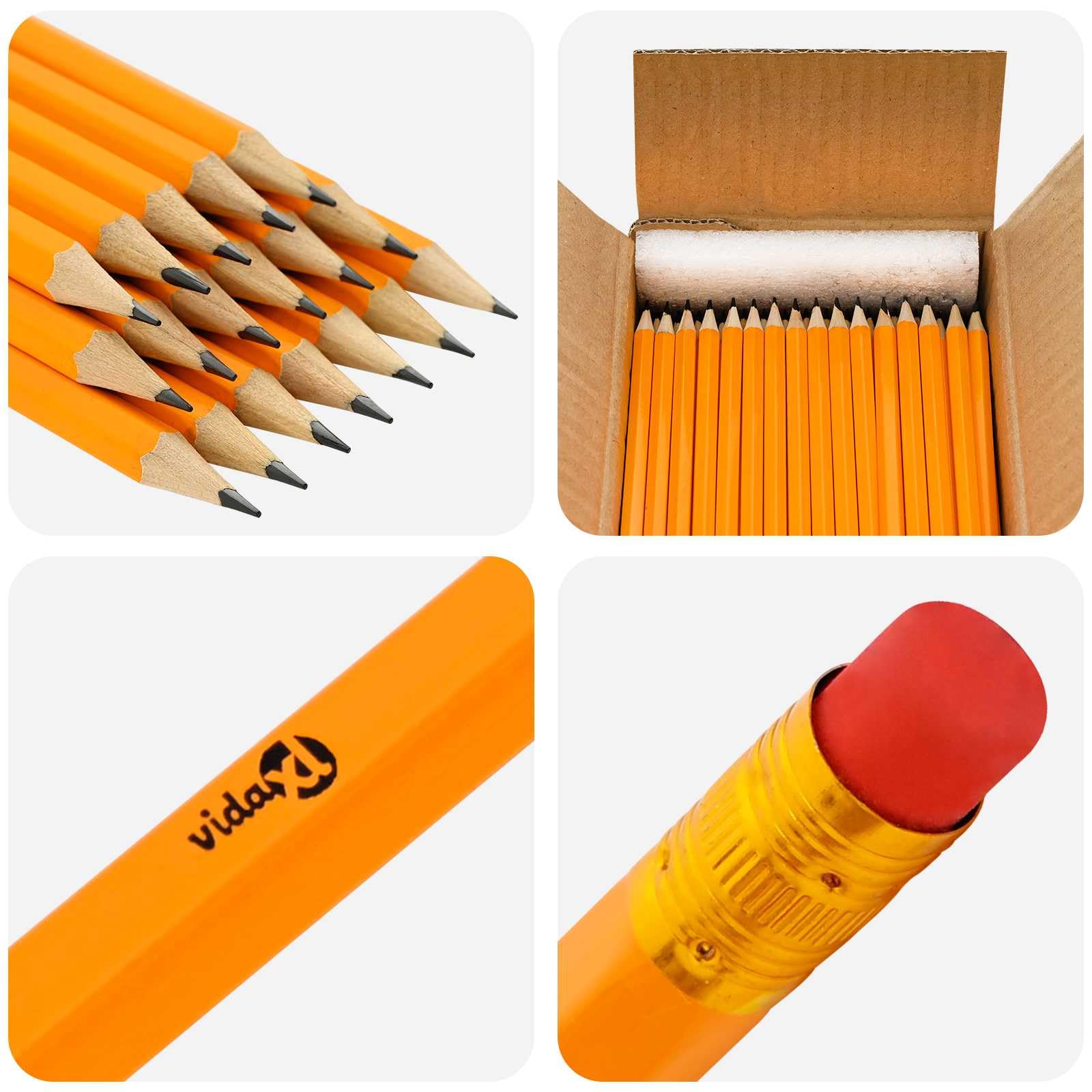 vidaXL Lápices HB 1000 uds. Ø 0,7 x 18,5 cm Amarillo, HB Lápiz hexagonal con goma y férulo, lápices graffite listos para usar para bocetos y notas