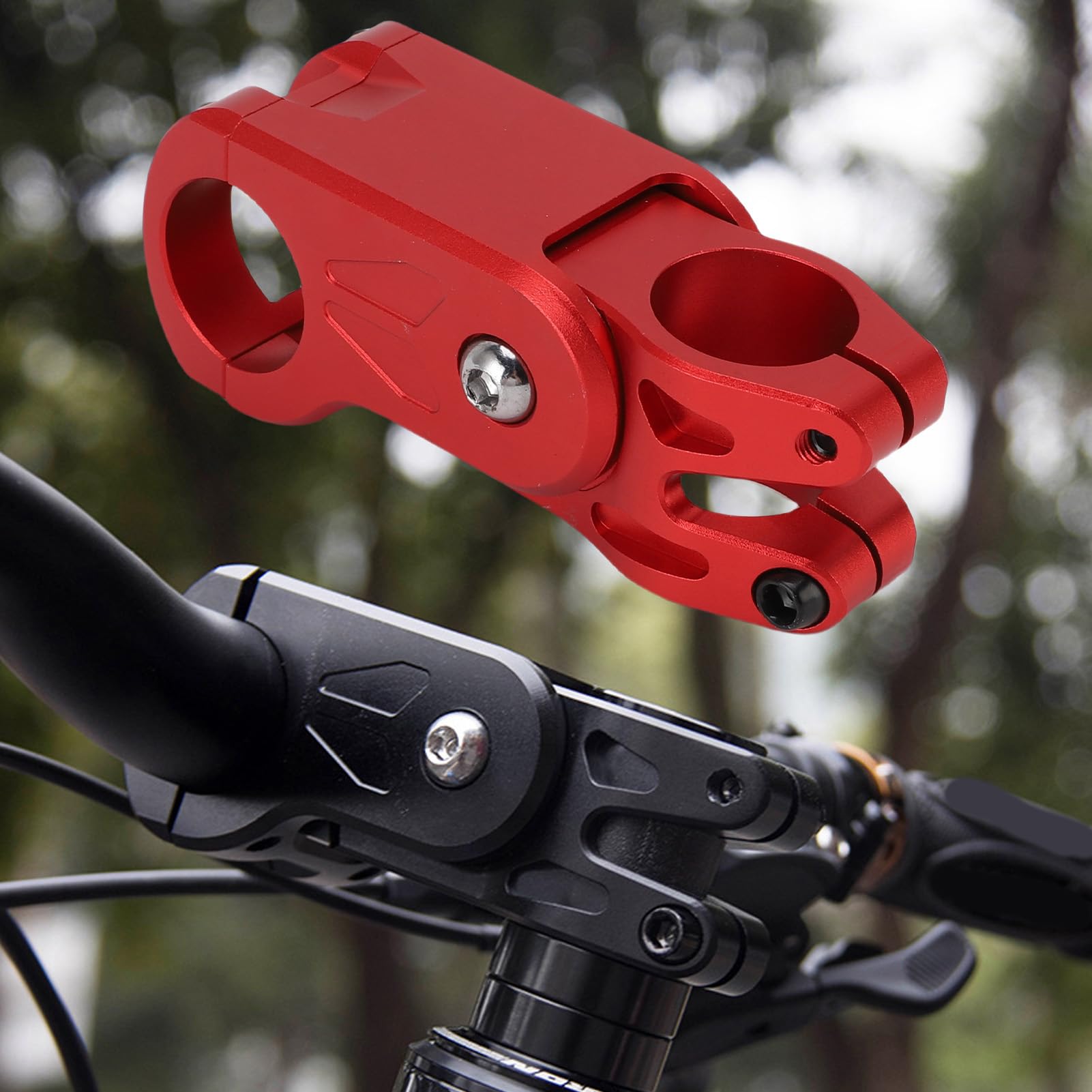 Attacco Manubrio per Bicicletta Rosso in Lega di Alluminio Ammortizzante Attacco Manubrio per Mountain Bike Bici da Strada Leggero Resistente e Stabile per Giri