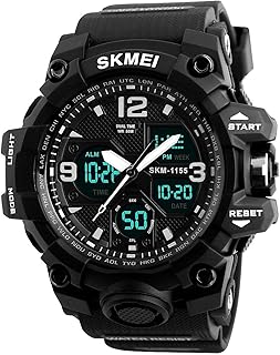 1155B ساعه سكمى رجالى ربر لون اسود مقاومه للمياه انالوج-رقمى