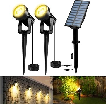 T-SUNUS Outdoor Solar Spotlight - 2 Lighting Modes, Waterproof IP65 Floodlight for Garden, Yard, Driveway - 3000K