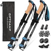 GPTCAMP Collapsible Trekking Poles - Lightweight Adjustable Hiking Sticks for Men Women, EVA Foam Grips, 2-Pack Backpacking Poles