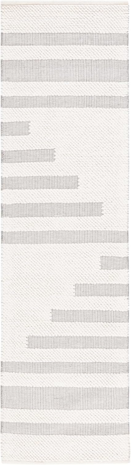 SAFAVIEH Natura Collection Runner Rug - 8' Runner, Ivory & Grey, Modern Design, Ideal for High Traffic Areas in Hallway, Bathroom & Kitchen (NAT205F-28)
