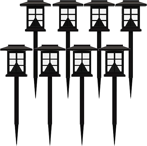Miniatura 9 de Flash Furniture DN-SL106-8-BK-GG - Paquete de 8 luces LED resistentes a la intemperie para exteriores, para caminos, jardín y patio, color negro