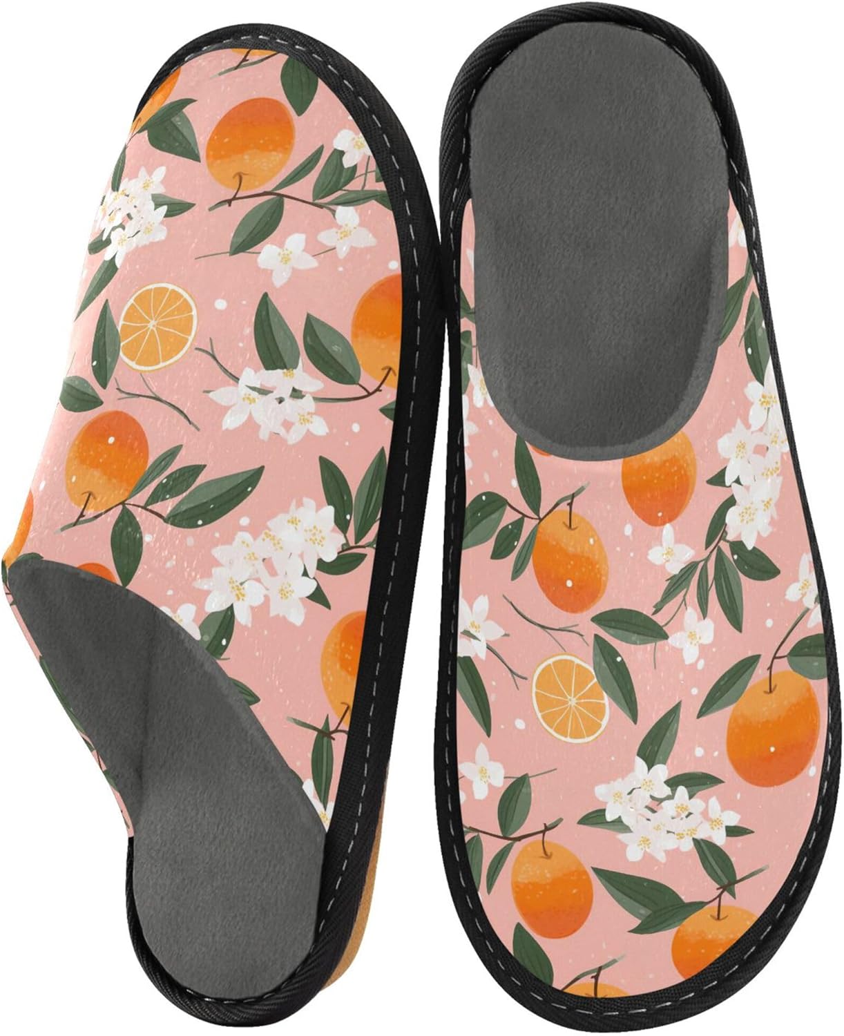 Orange Fruit House Slippers – Cozy Fuzzy Slippers for Guests, Washable & Disposable, Perfect for Shoeless Home, Spa & Hotel Use A111862