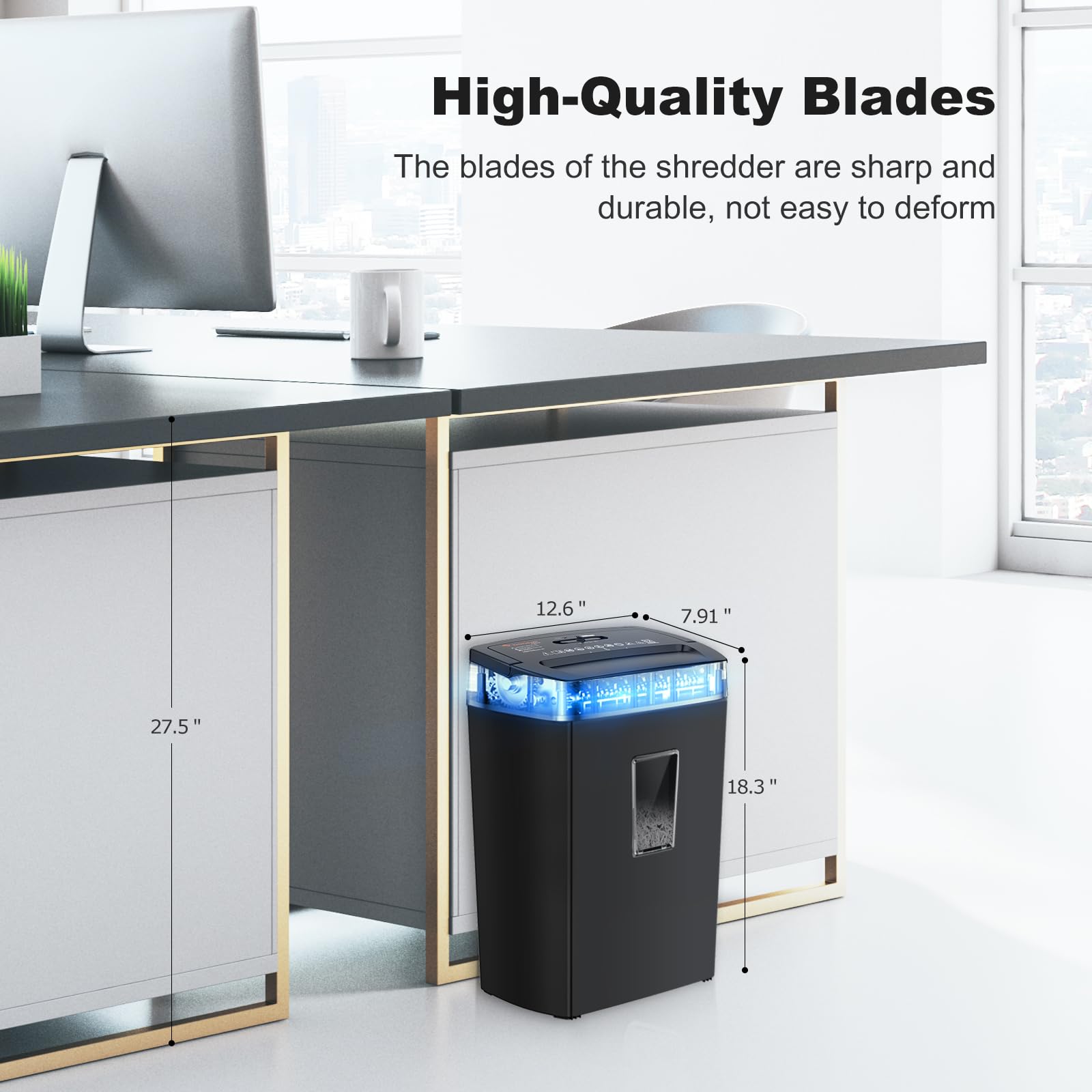 Bonsaii 12-Sheet Cross Cut Paper Shredder, 5.5 Gal Home Office Heavy Duty Shredder for Paper, Credit Card, Mail, Staples, with Transparent Window, High Security Level P-4 (C275-A) — Amazon image 5