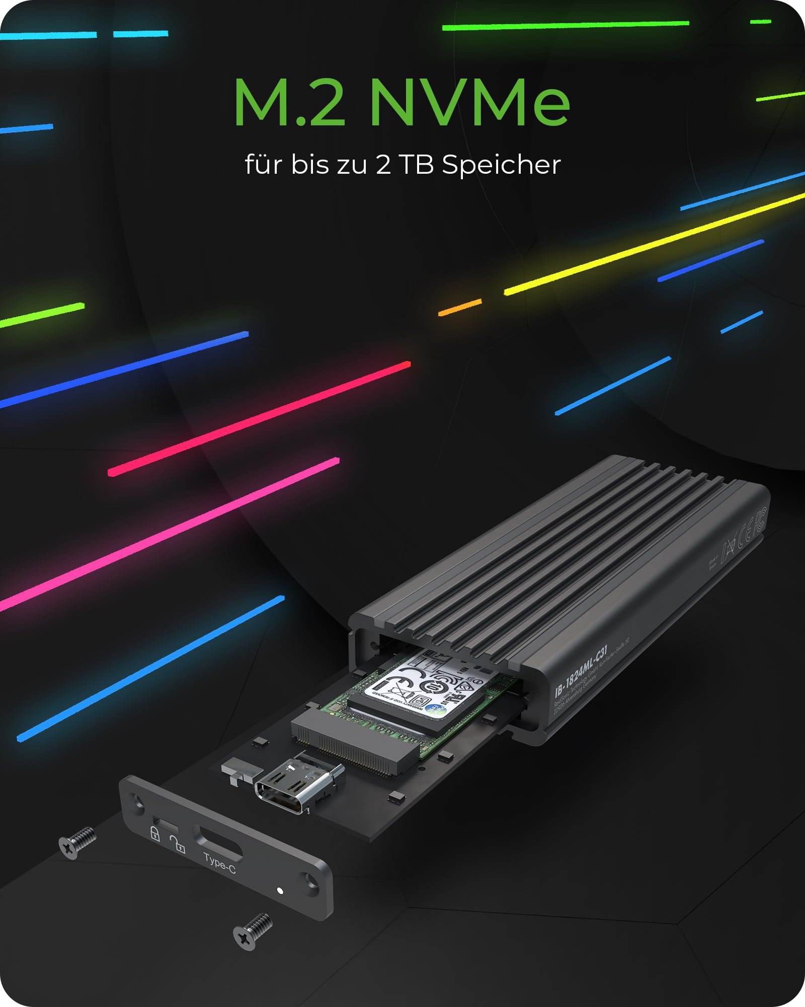 Icy Box IB-1824ML-C31 Obudowa do Dysku Twardego SSD, Czarny