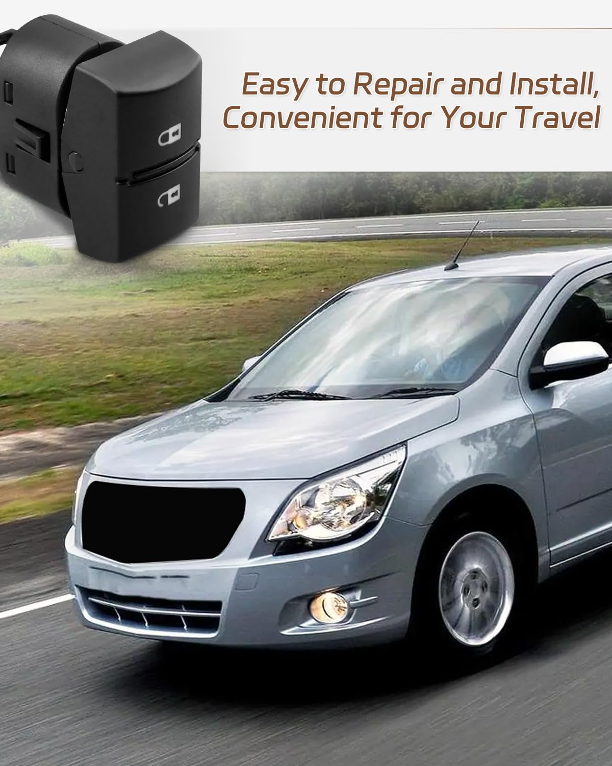 2Pcs Black Push Button Driver Side Door Lock Switch, Master Window Control Switch, Fit for Chevrolet Cobalt 2005-2010, Pontiac G5 2007-2010, Replace 15777136, 22721758