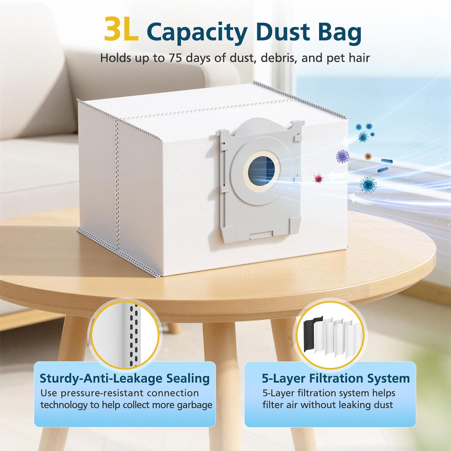 T80 OMNI Replacement Parts for ECOVACS DEEBOT T80 Omni Robot Vacuum and Mop, includes Main Brushes, Roller Mops, Hepa Filters, Dust Bags, and Side Brushes