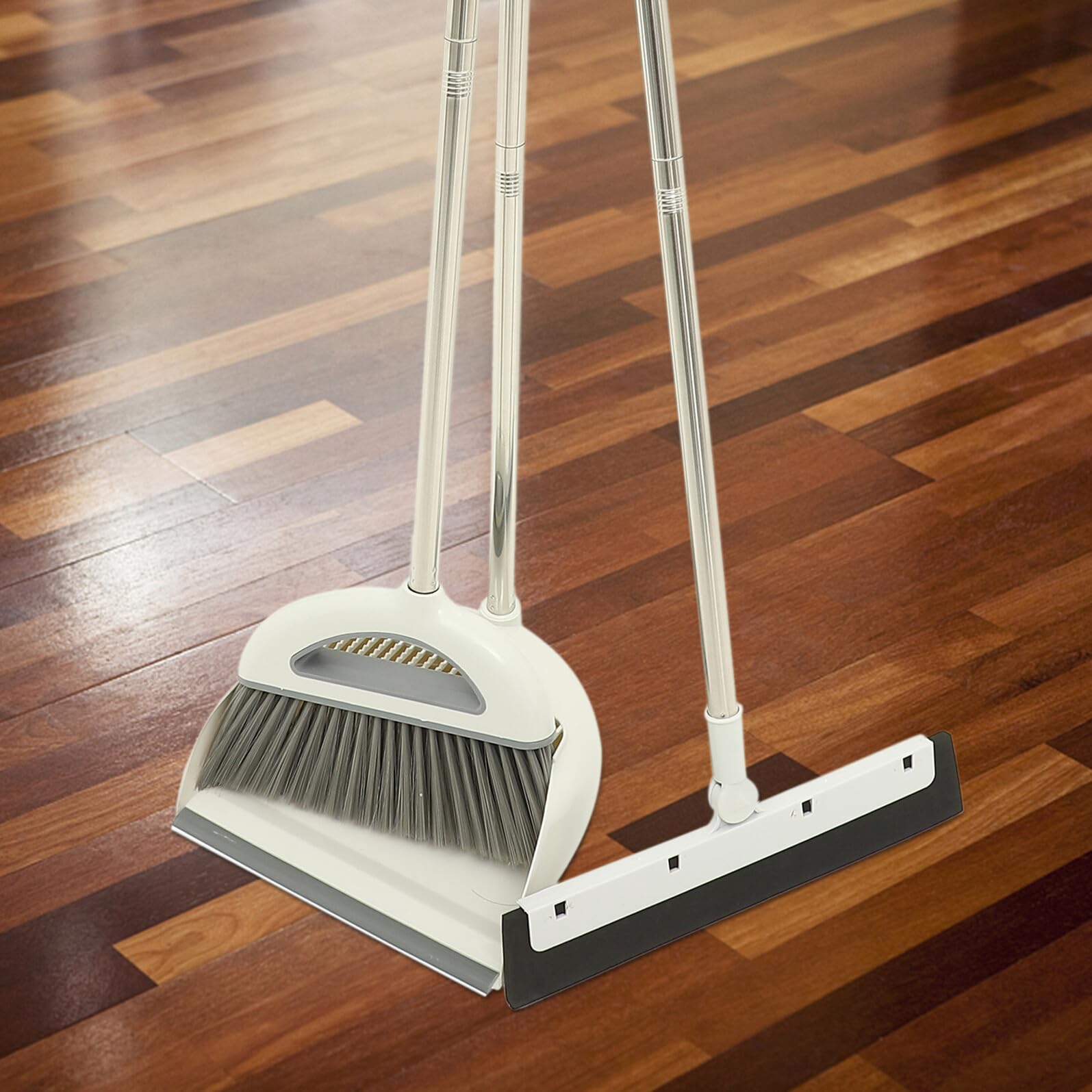 iplusmile Escoba Recogedor para Limpieza Hogar Herramienta Multiusos para Suelos Kit Ergonómico con Cabezal Antiadherente para Interiores y Exteriores Duradero y Fácil de Usar