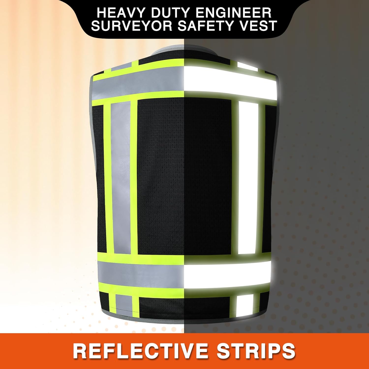 White Hard Hat & High Visibility Black Surveyor Vest Bundle, ANSI/ISEA Compliant, Reflective Construction Essentials - 2 Piece Set