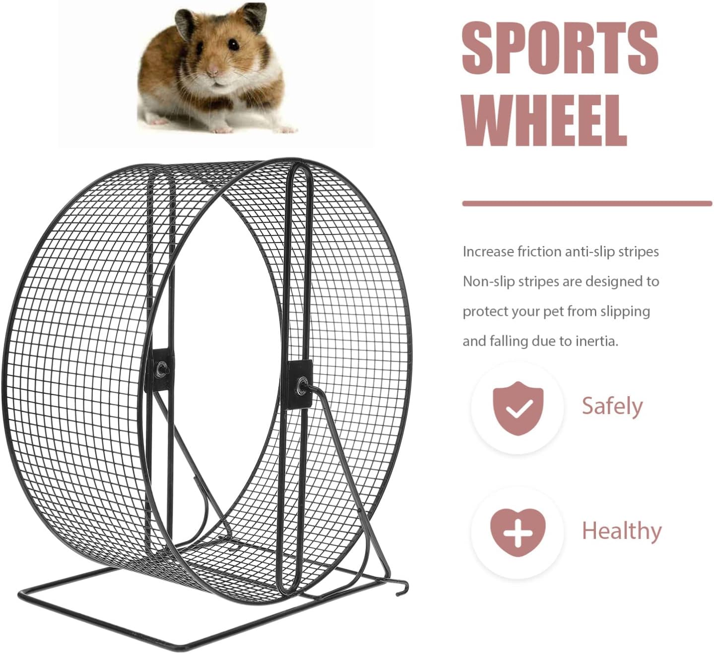 Hamster Exercise Wheel- Metal Hamster Wheel Running, Wire Mesh Gerbil Toy with Bracket, Silent Jogging for s Squirrel