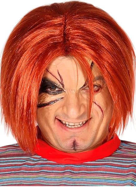 FIESTAS GUIRCA | Perruque de Poupée Assassin (Taille Unique) - Accessoire de Costume pour Halloween et Fêtes à Thème - Idéal pour Adulte Unisexe - Inspiration Films d'Horreur - Marron