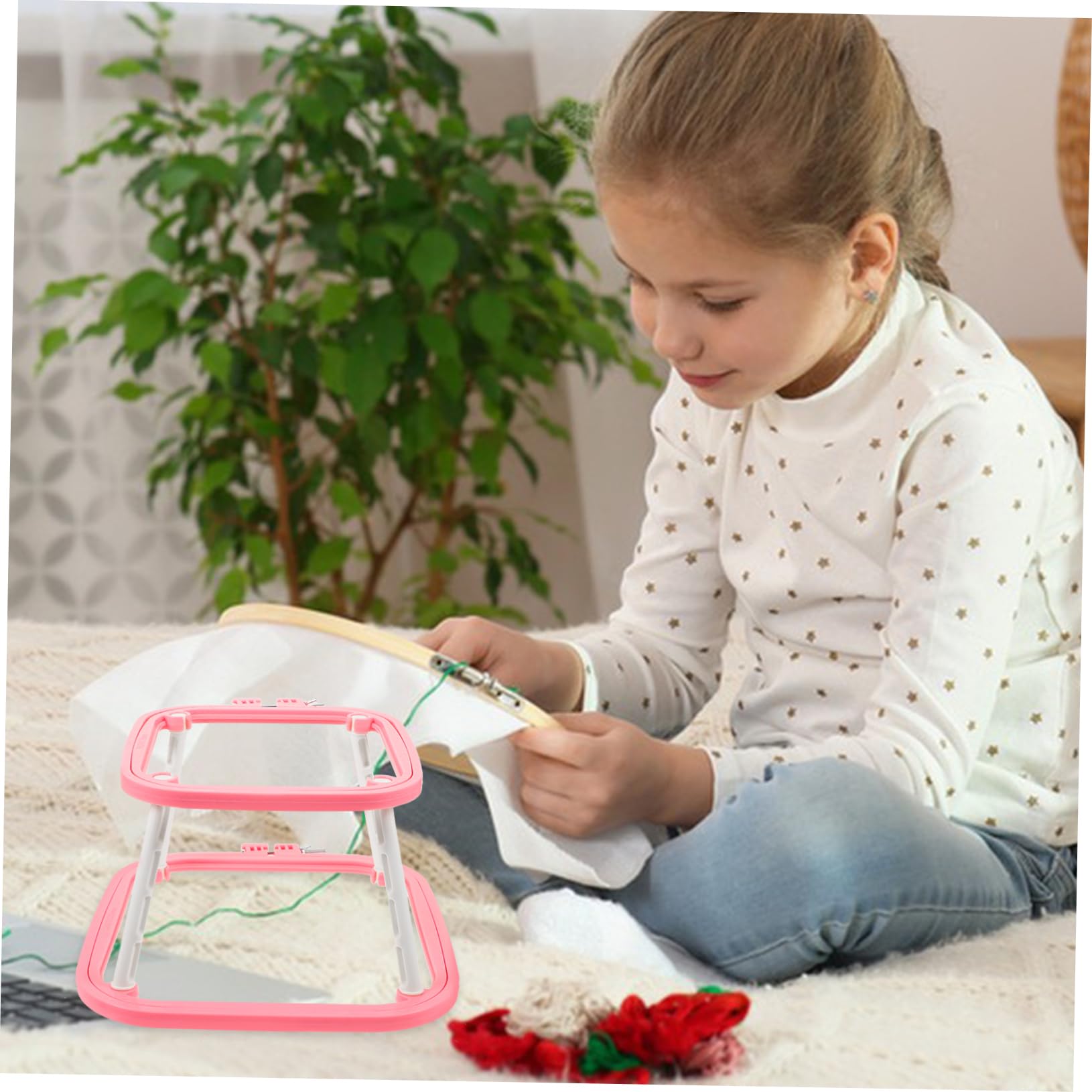SHINEOFI Telaio da Ricamo Regolabile in Abs Design Doppio Strato per Progetti di Ricamo a Mano, Supporto Elegante per Uso Domestico e Desktop