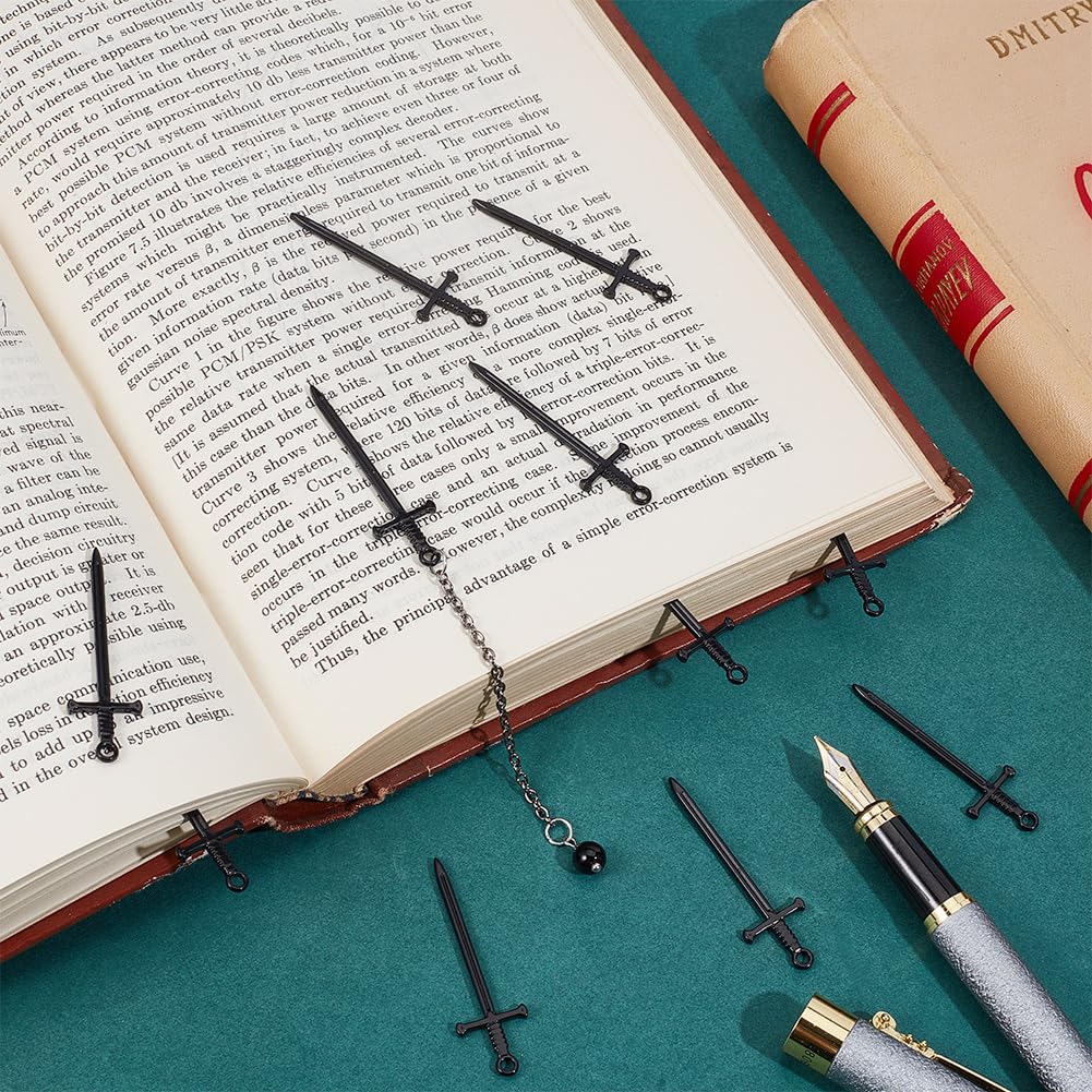 12 Pcs Punk Style Sword With Wing Charms - 41.5mm Stainless Steel Pendants For DIY Jewelry Making