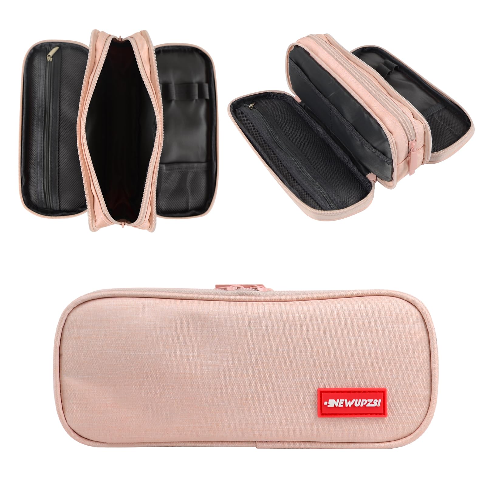 Estuche Escolar rosa 3 Compartimentos navidad regalos originales para Niñas Niños Estuche Escolar Grande Capacidad Organizadora de Papelería triple oxford para Adolescentes Estudiantes Adultos