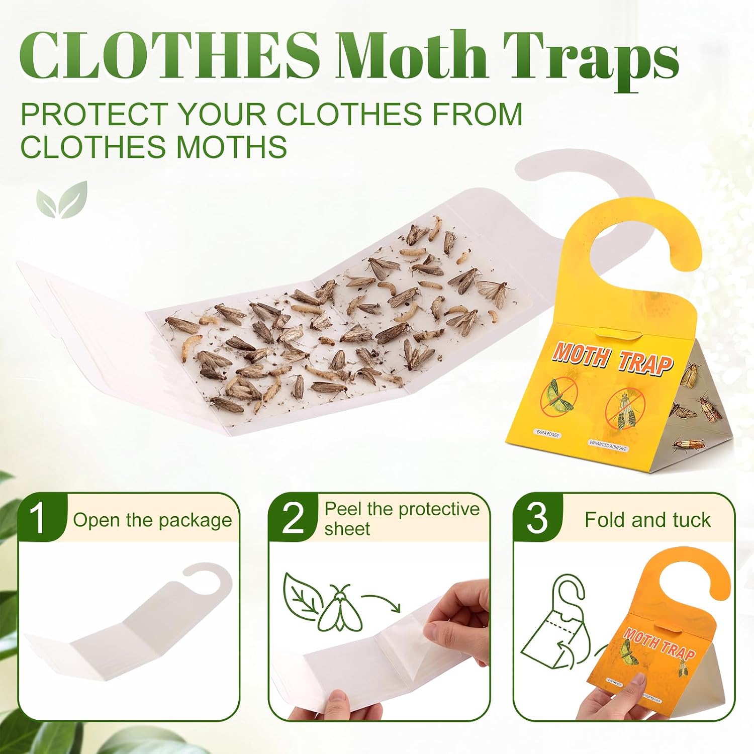 40 Pack Clothing Moth Traps with Pheromones Potent Pantry Bright Colors Hanging Clothes Traps with Sticky Glue for Closets Kitchens Pantries Storage House Indoor