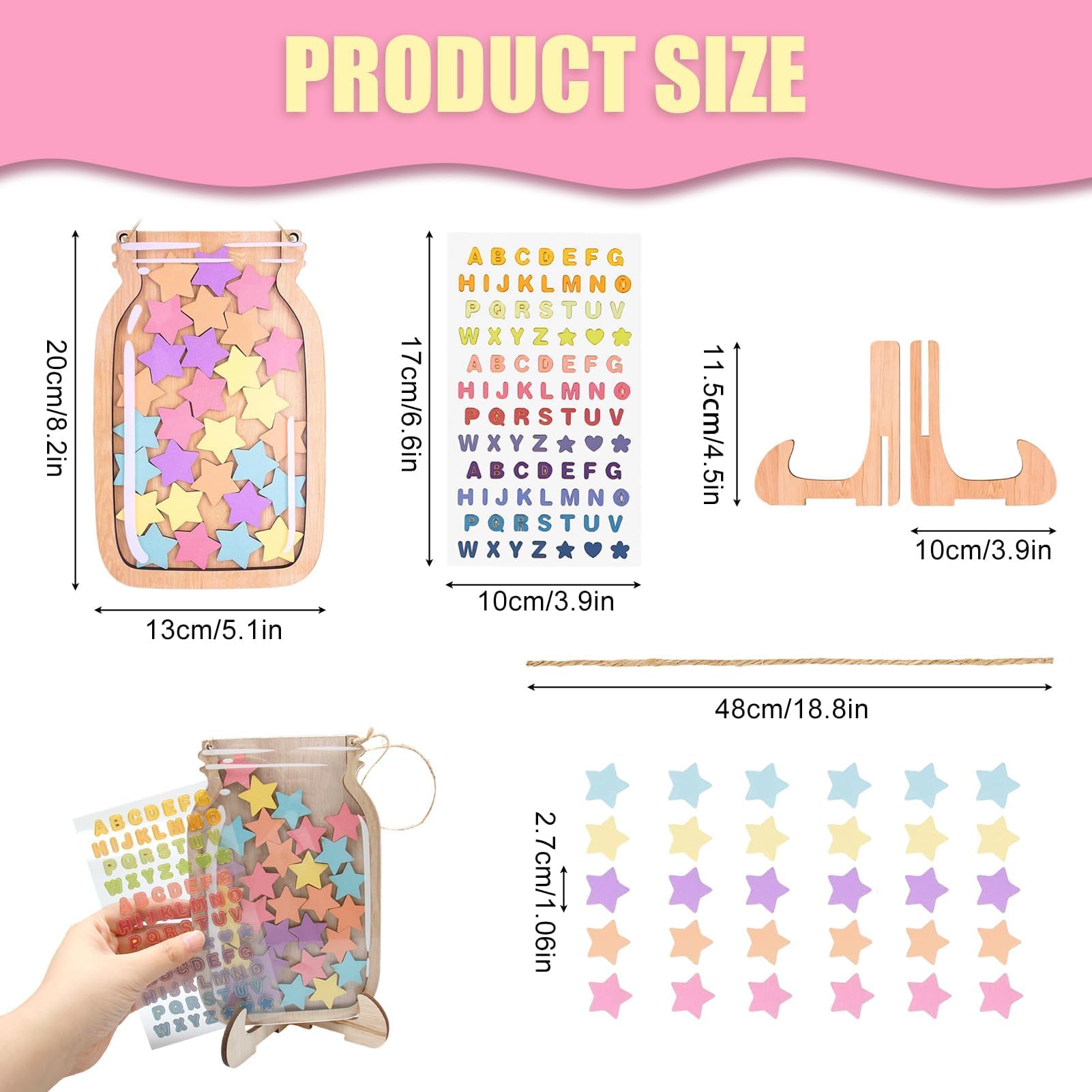 Star Reward Jar, 30Pcs Reward Jars for Children with Stars Good Behaviour Chart Reward Pot - Image 2