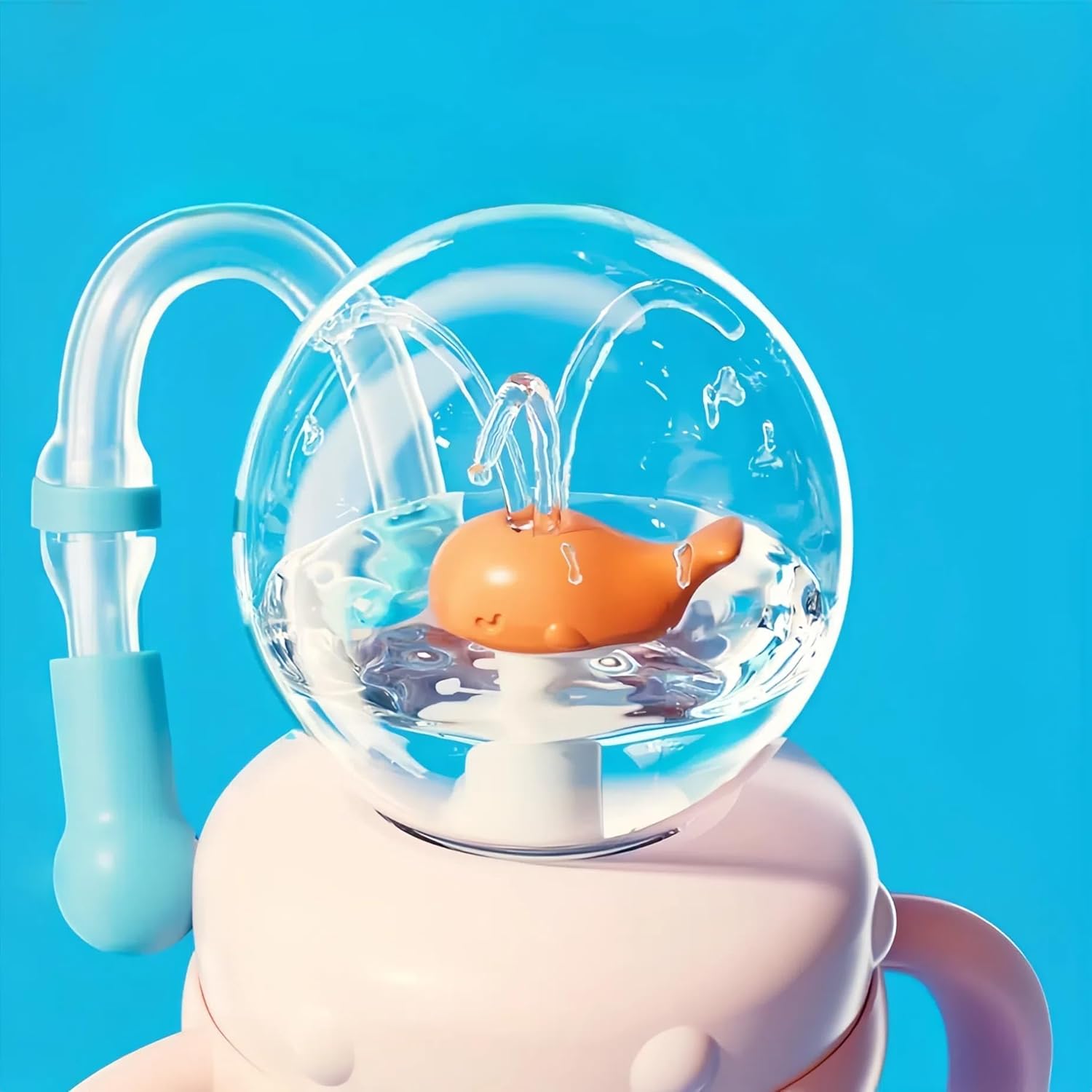 Drinking Cup With Whale Squirt, Weighted Sippy Cups With Adjustable Straps, 300ml Whale Water Cups With Silicone Soft Tip, Portable Leak Proof Straw Sippy Cup For Kids (A-Green) - Image 5