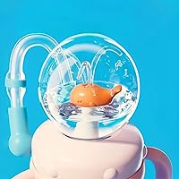 Vista 4 de Drinking Cup With Whale Squirt, Weighted Sippy Cups With Adjustable Straps, 300ml Whale Water Cups With Silicone Soft Tip, Portable Leak Proof Straw