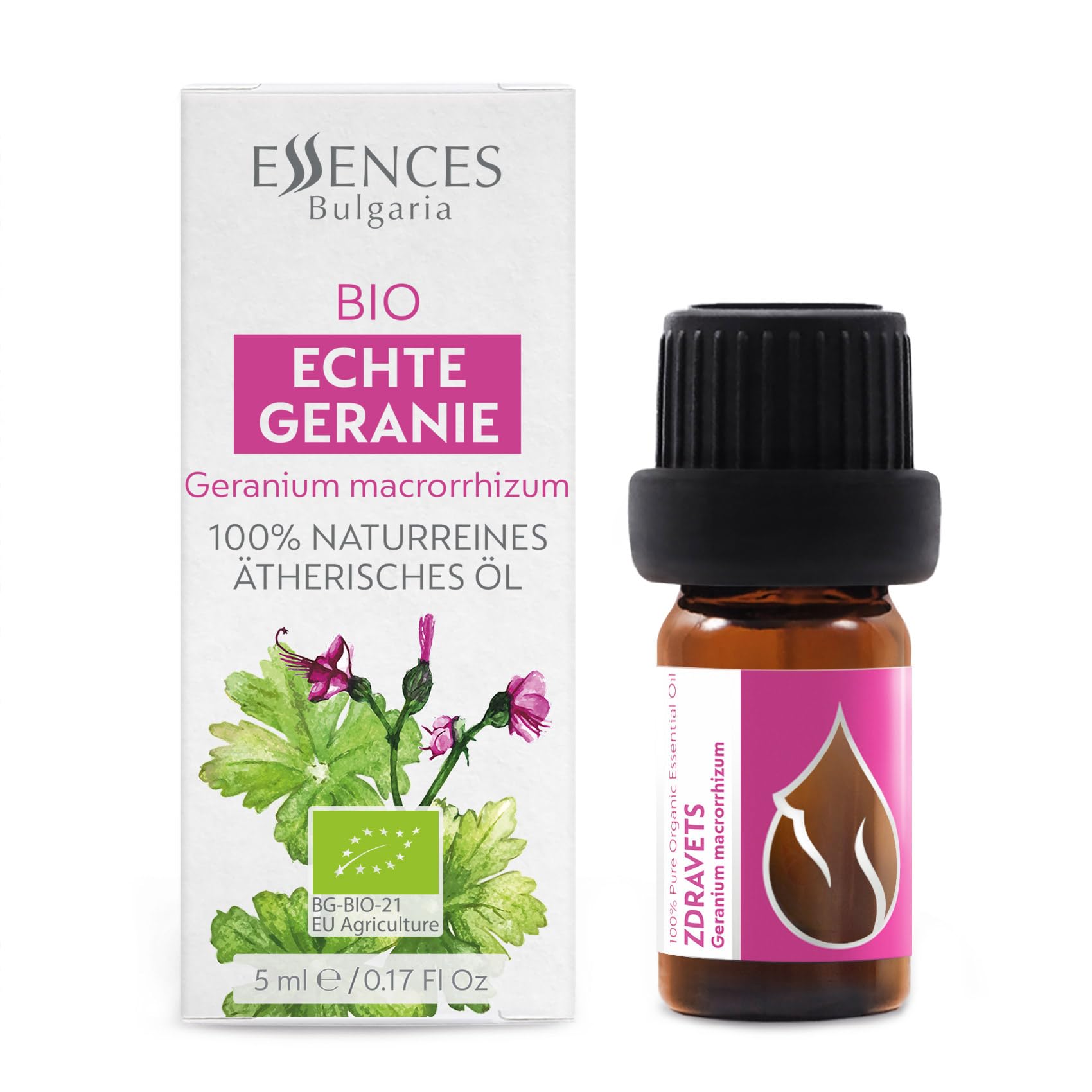 Essences Bulgaria BIO Echte Geranie Ätherisches Öl 5ml
