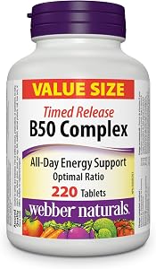 Webber Naturals Vitamin B50 Complex, Timed Release, 220 Tablets, Supports Energy Production and Metabolism, Vegan