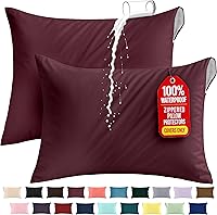 Vista 25 de Utopia Bedding Protector de almohada impermeable, con cremallera, paquete de 2, beige, estándar, funda de almohada a prueba de chinches, de 20 x 26