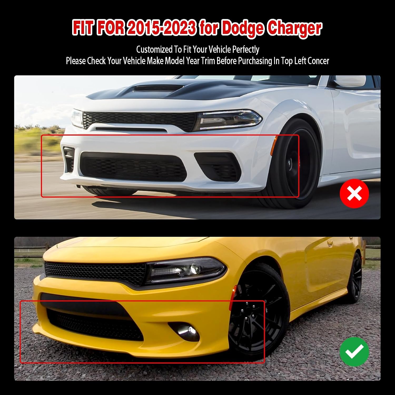 Front Bumper Lip Compatible with 2015-2023 for Dodge Charger Sedan